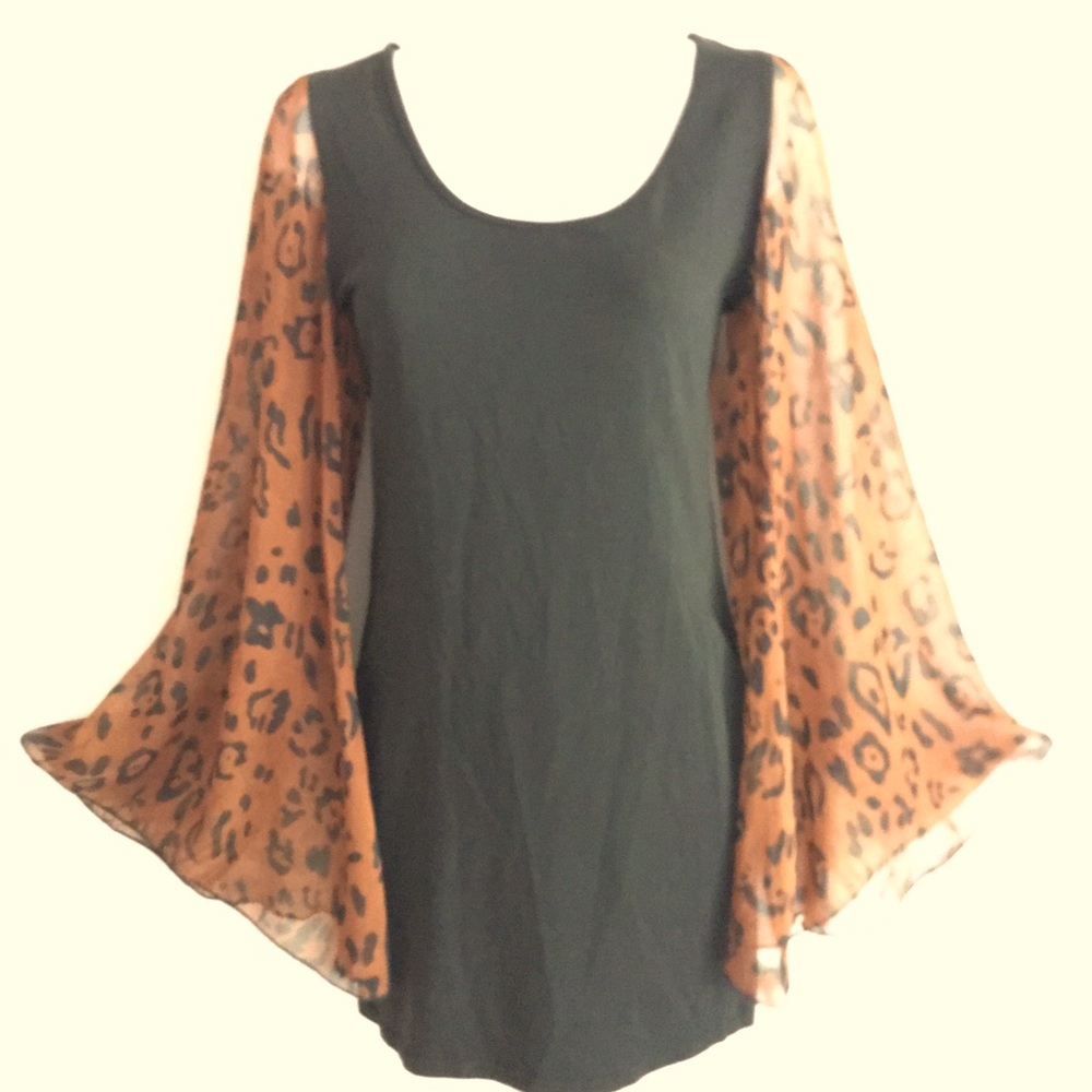 Reverse Mini Dress Sheer Bell Sleeve size M